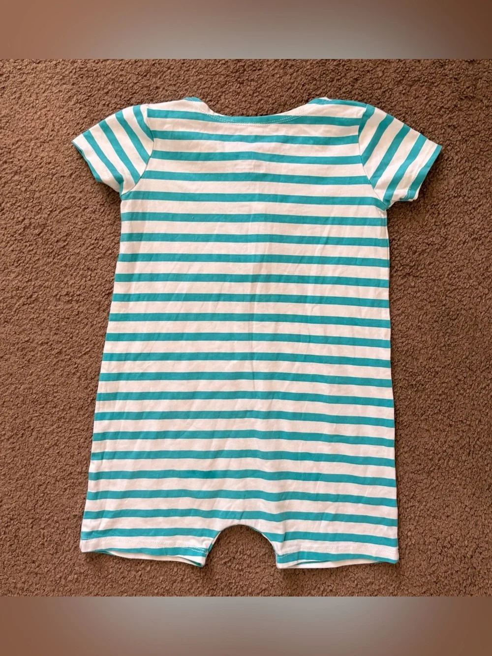 June & January Blue White Striped Knit Romper One-Piece Short Sleeve 2T